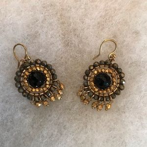 Metallic beaded drop earrings